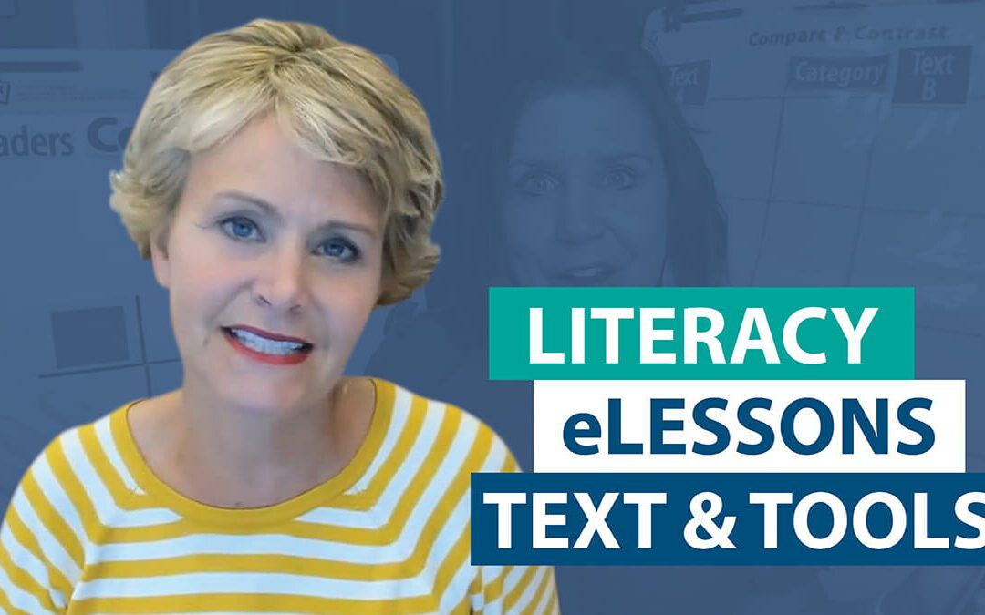 Where can I find the texts and resources used within the free Literacy eLessons?