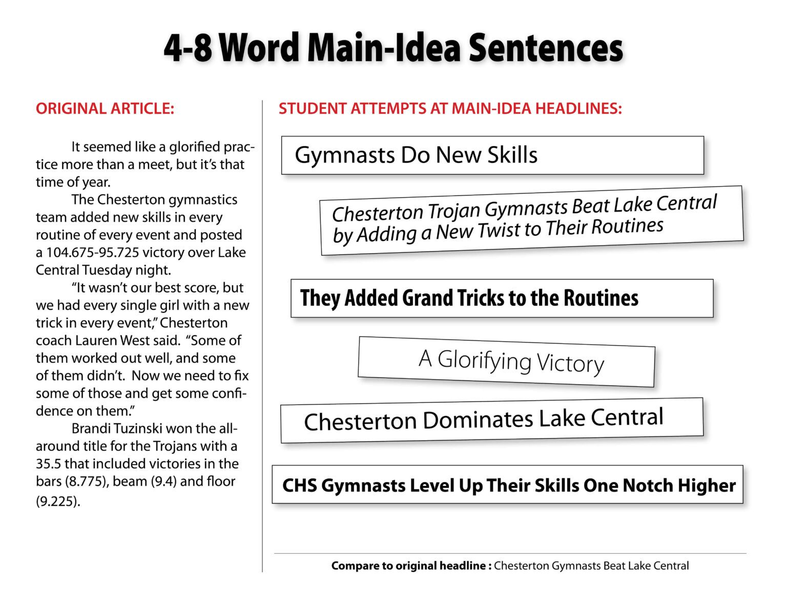 Main-Idea Sentences - Teacher Resource