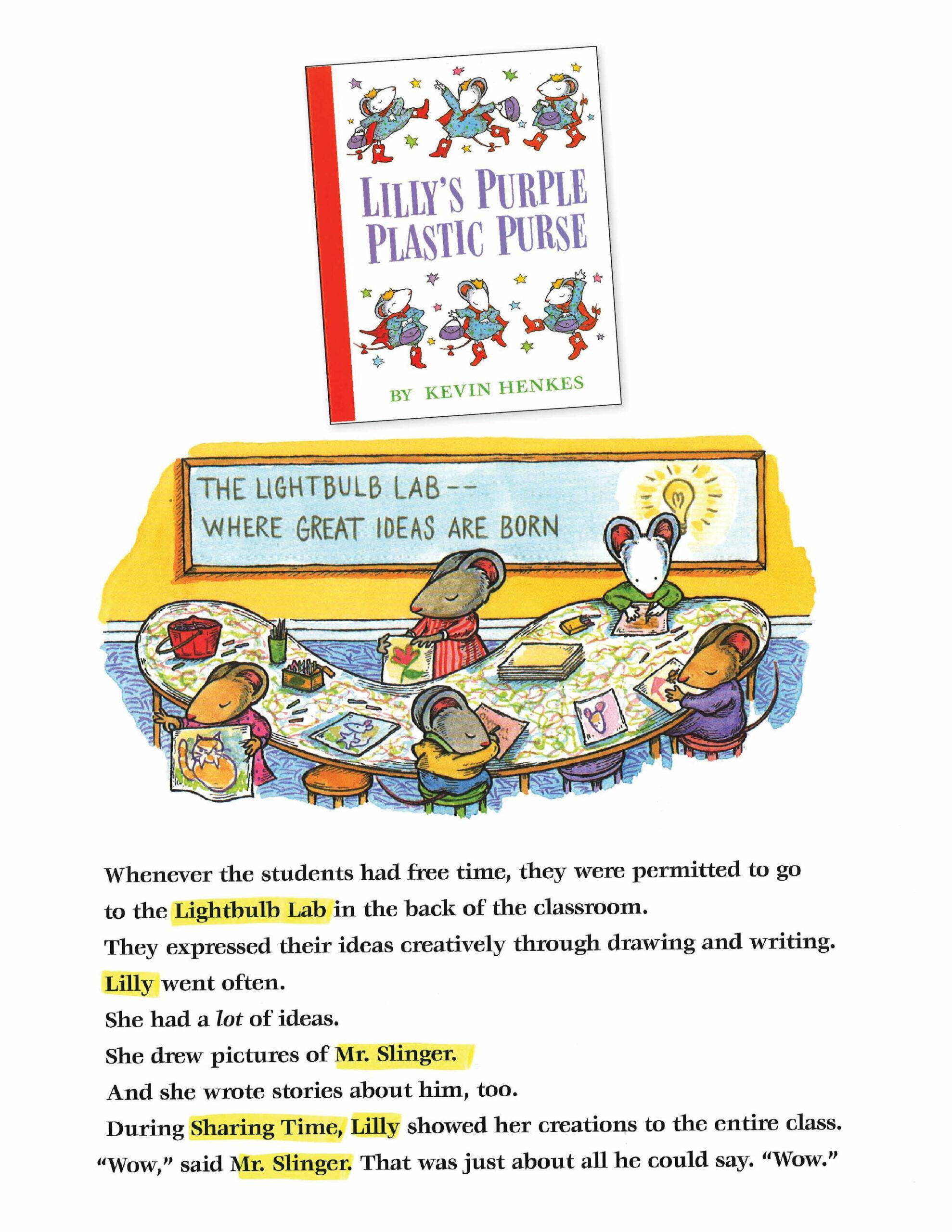 Integrate Mentor Text: Lilly's Purple Plastic Purse