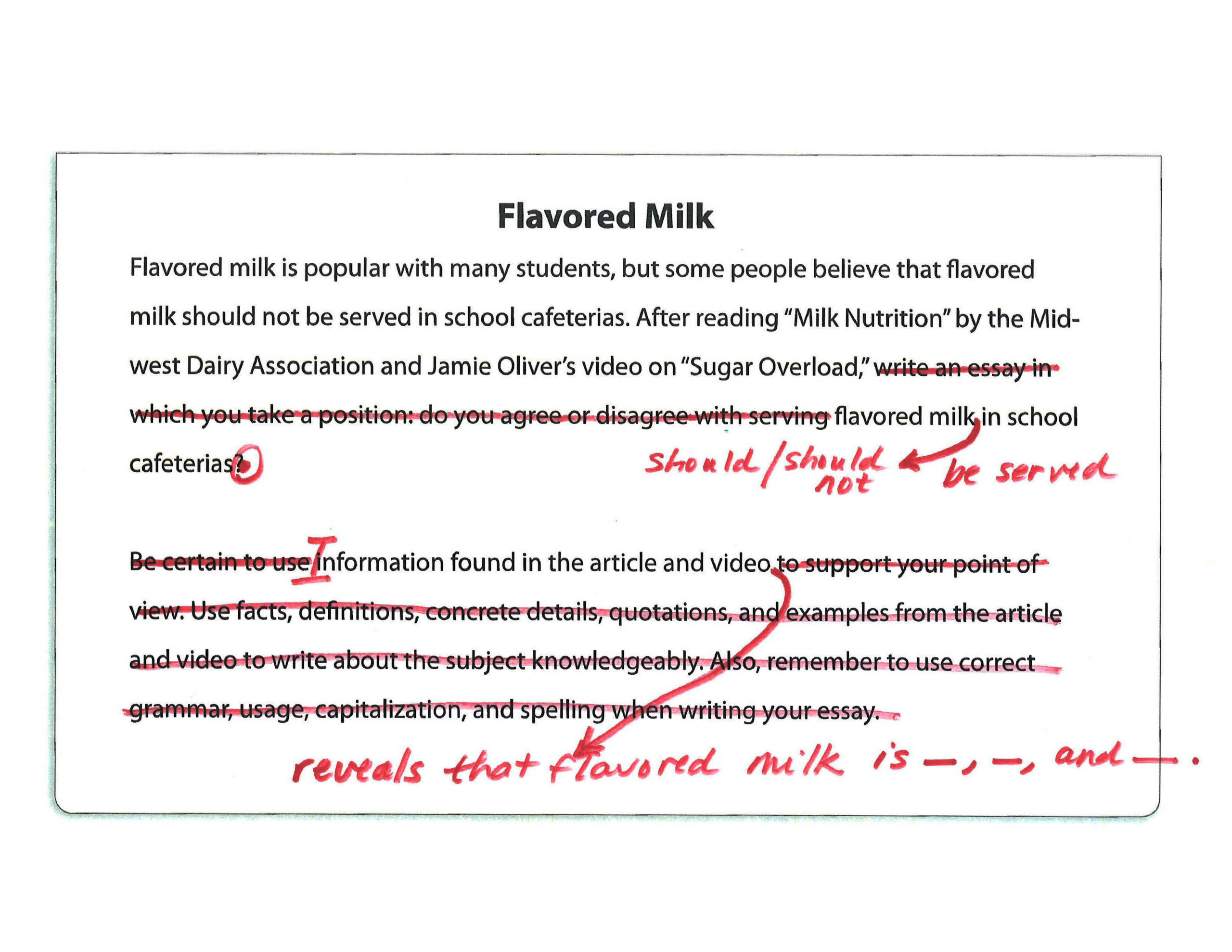 Prompt - Flavored Milk Example - Downloadable Resource