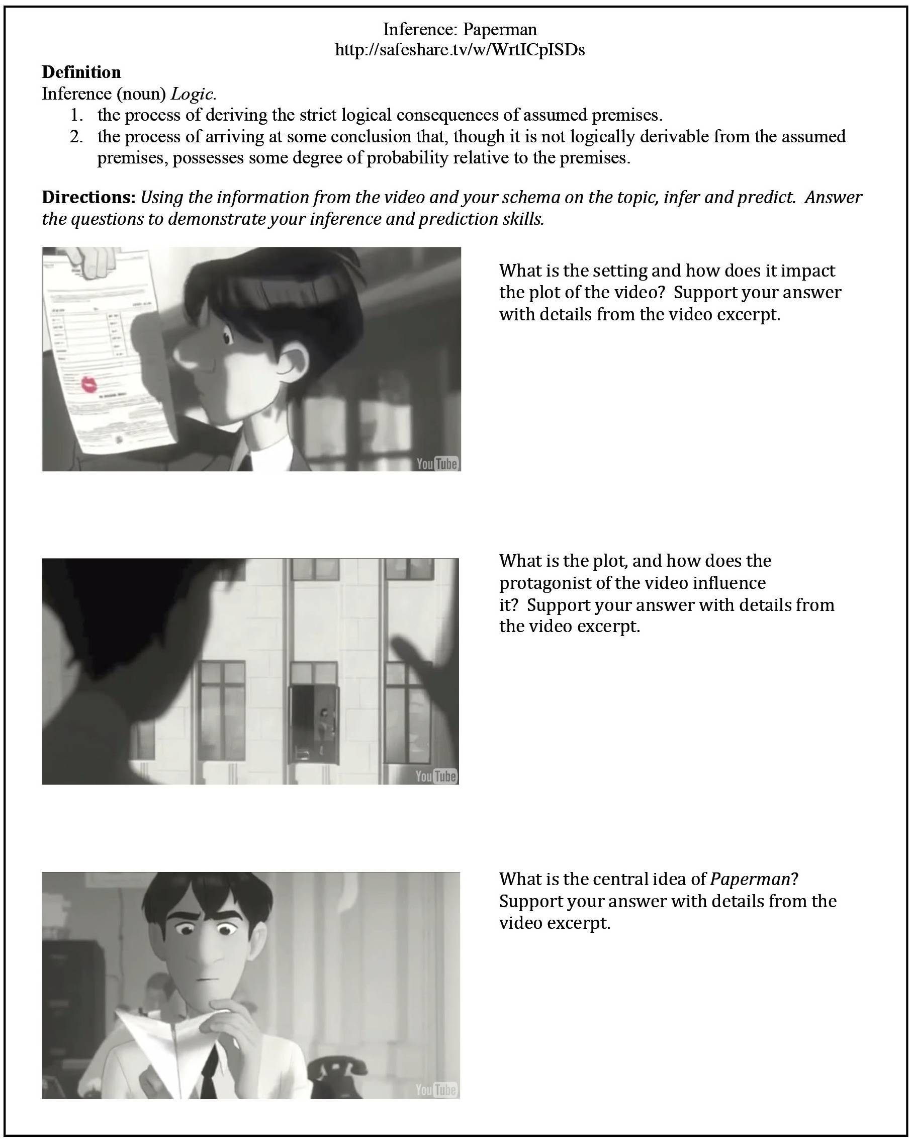 Inference Paperman - Sara Wiley Classroom - Student Handout
