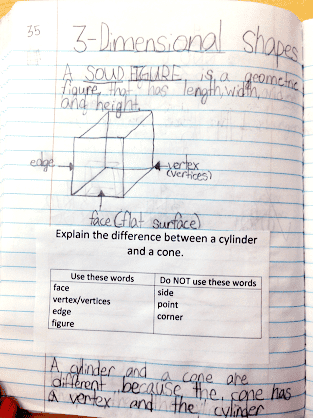 Note-Taking Math - 3D Shapes Notebook Entry