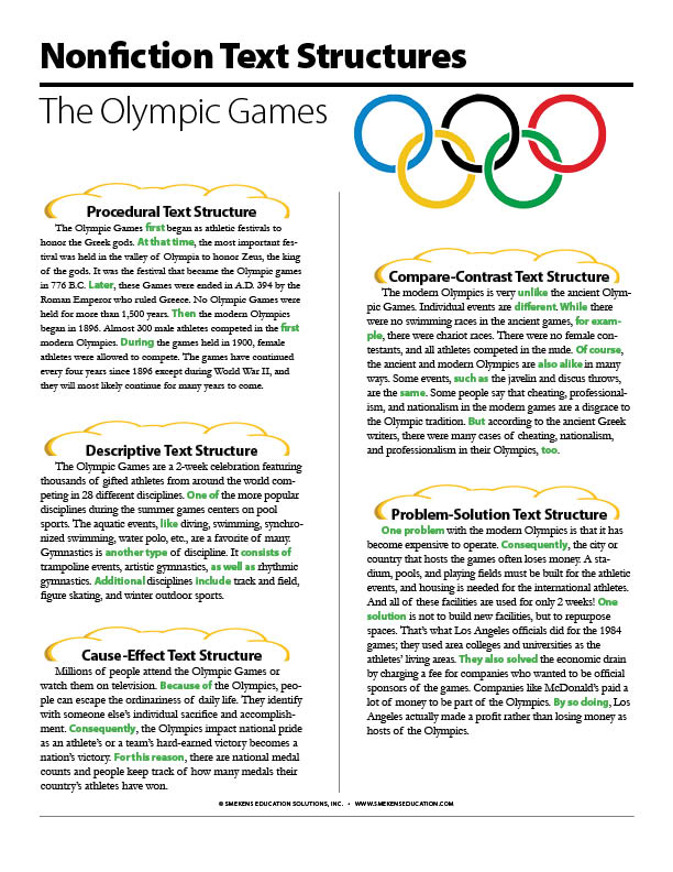 Dissecting Text Structures: Olympic Games