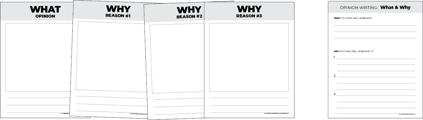 What & Why Primary Opinion Writing - Student Handouts