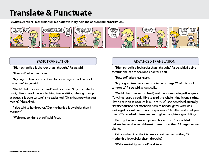 Comic Strip - Translate & Punctuate - Add character dialogue to a story
