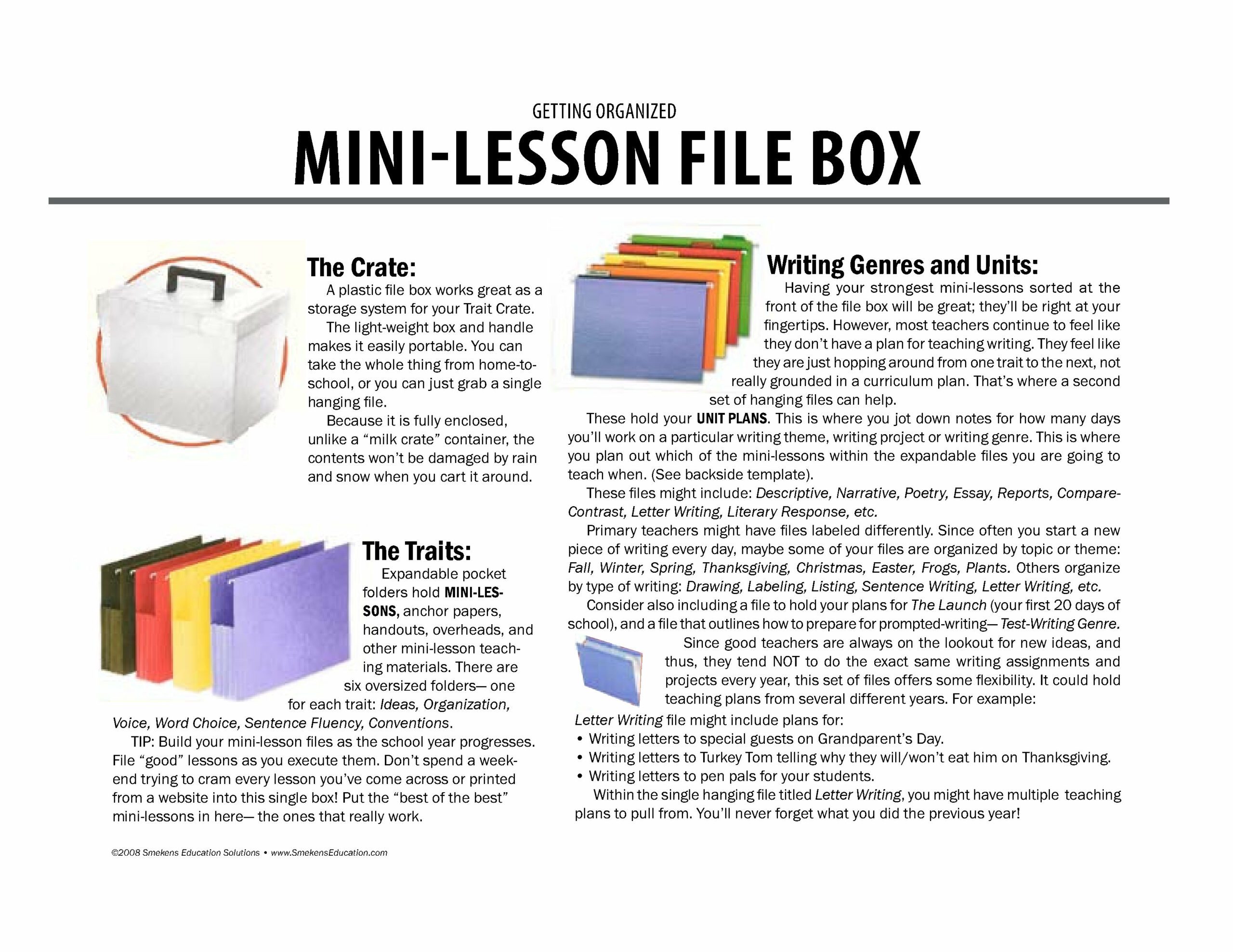 6 Traits of Writing - Mini-Lesson File Box Explanation