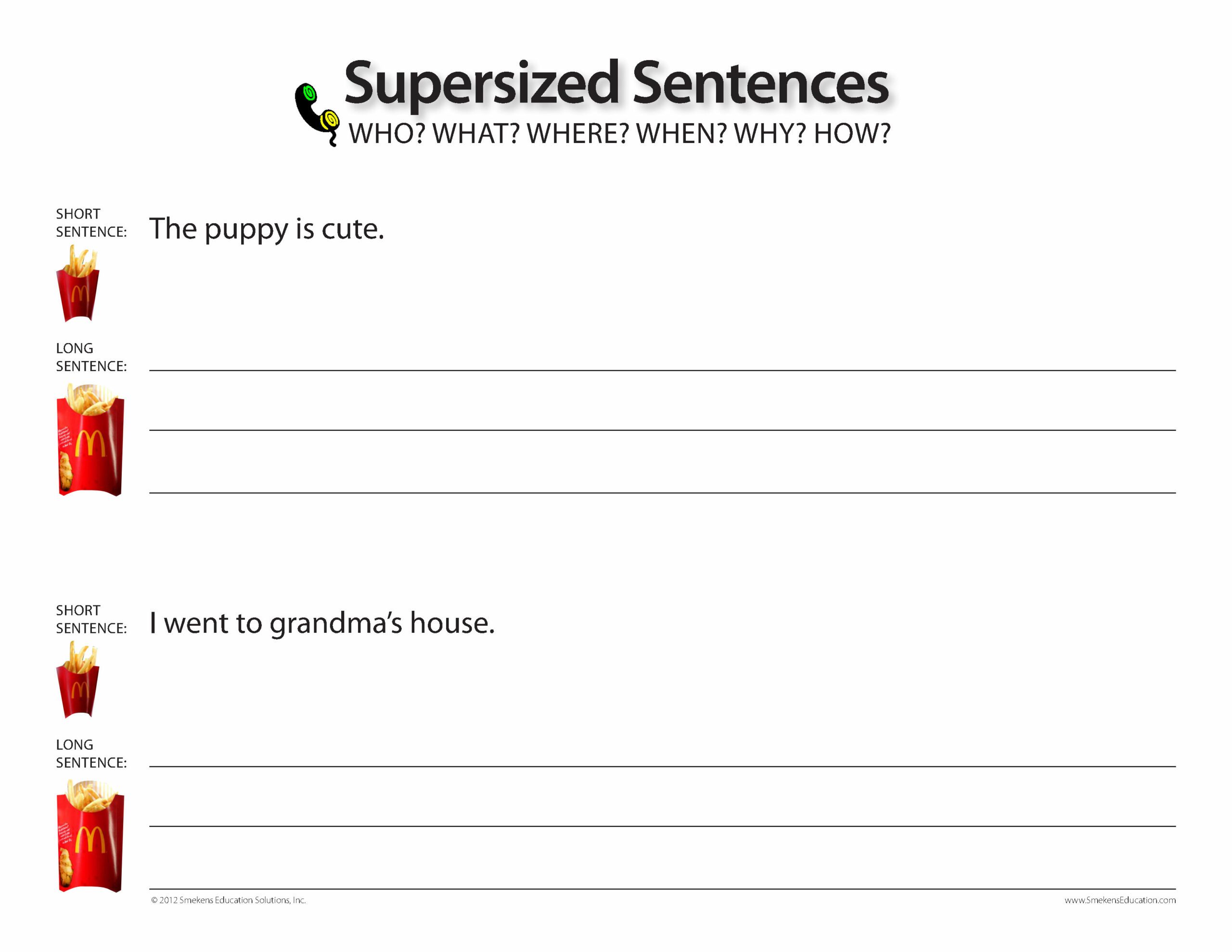 Supersize Sentences - Include details - Student Handout