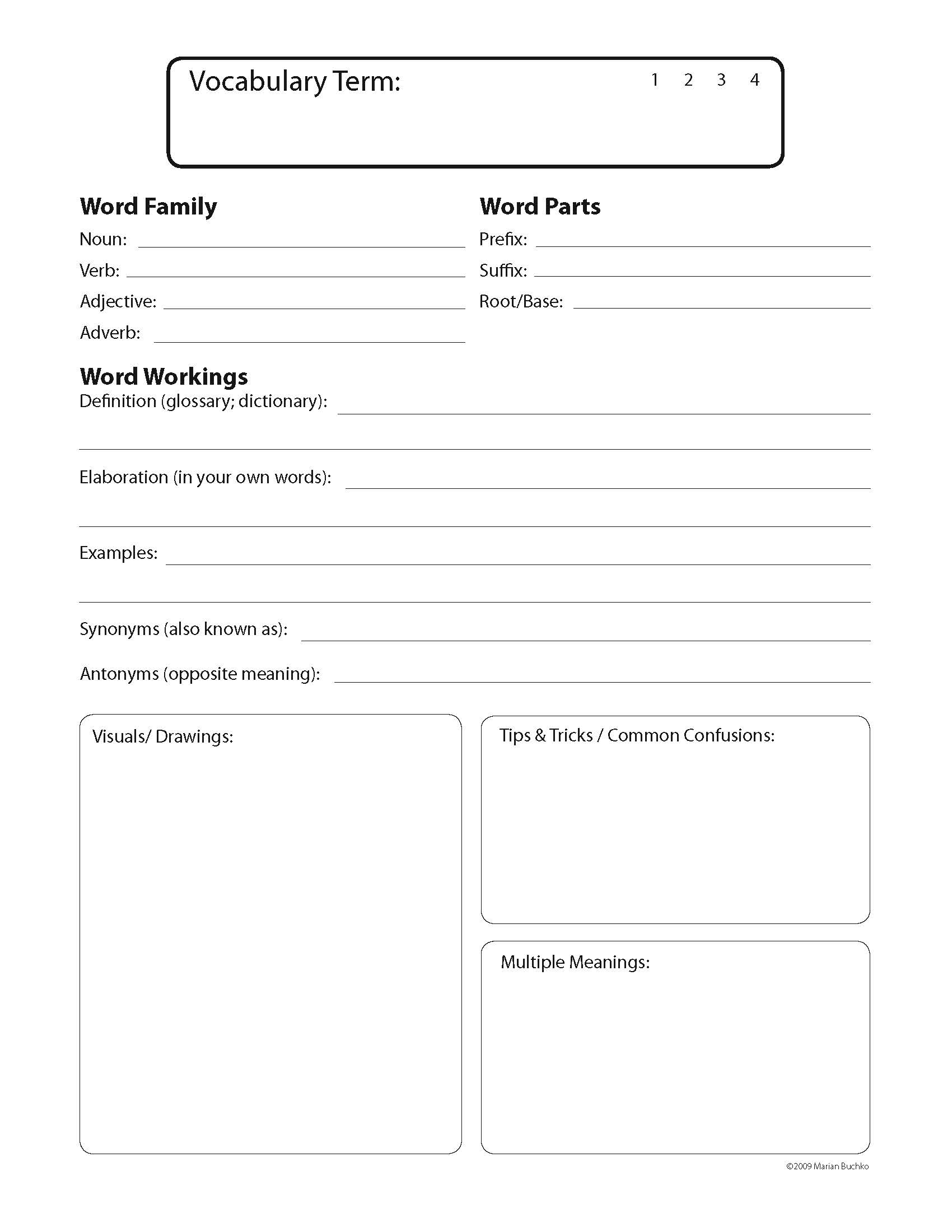 Douglas MacArthur Model Vocabulary Notebook Template